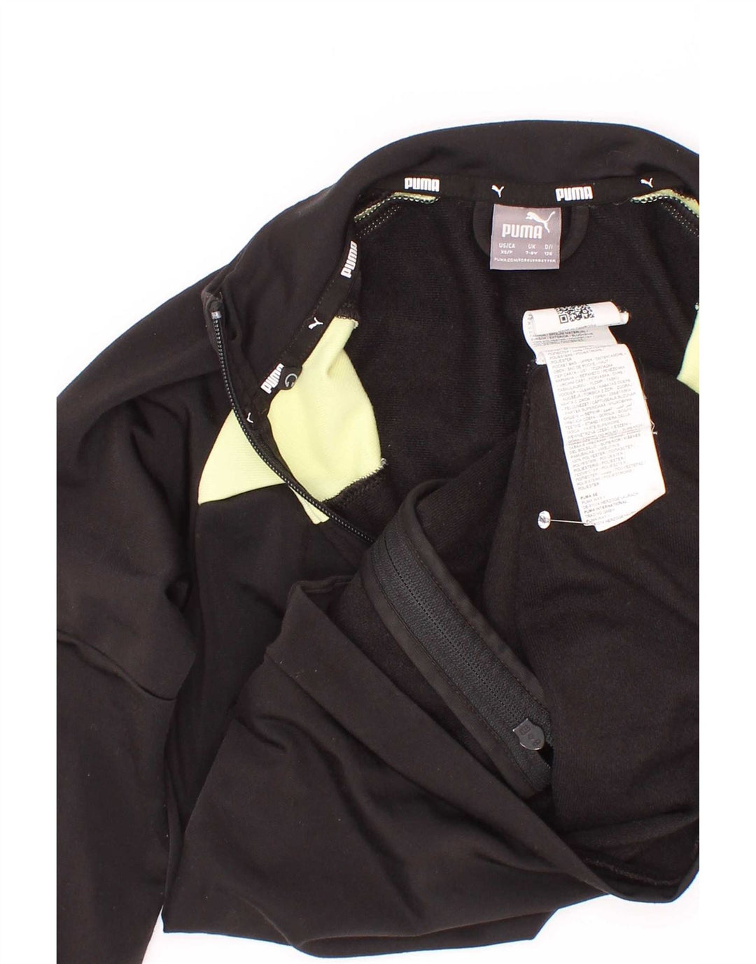 Puma Boys Tracksuit Top Jacket 7-8 Years Black Colourblock Polyester