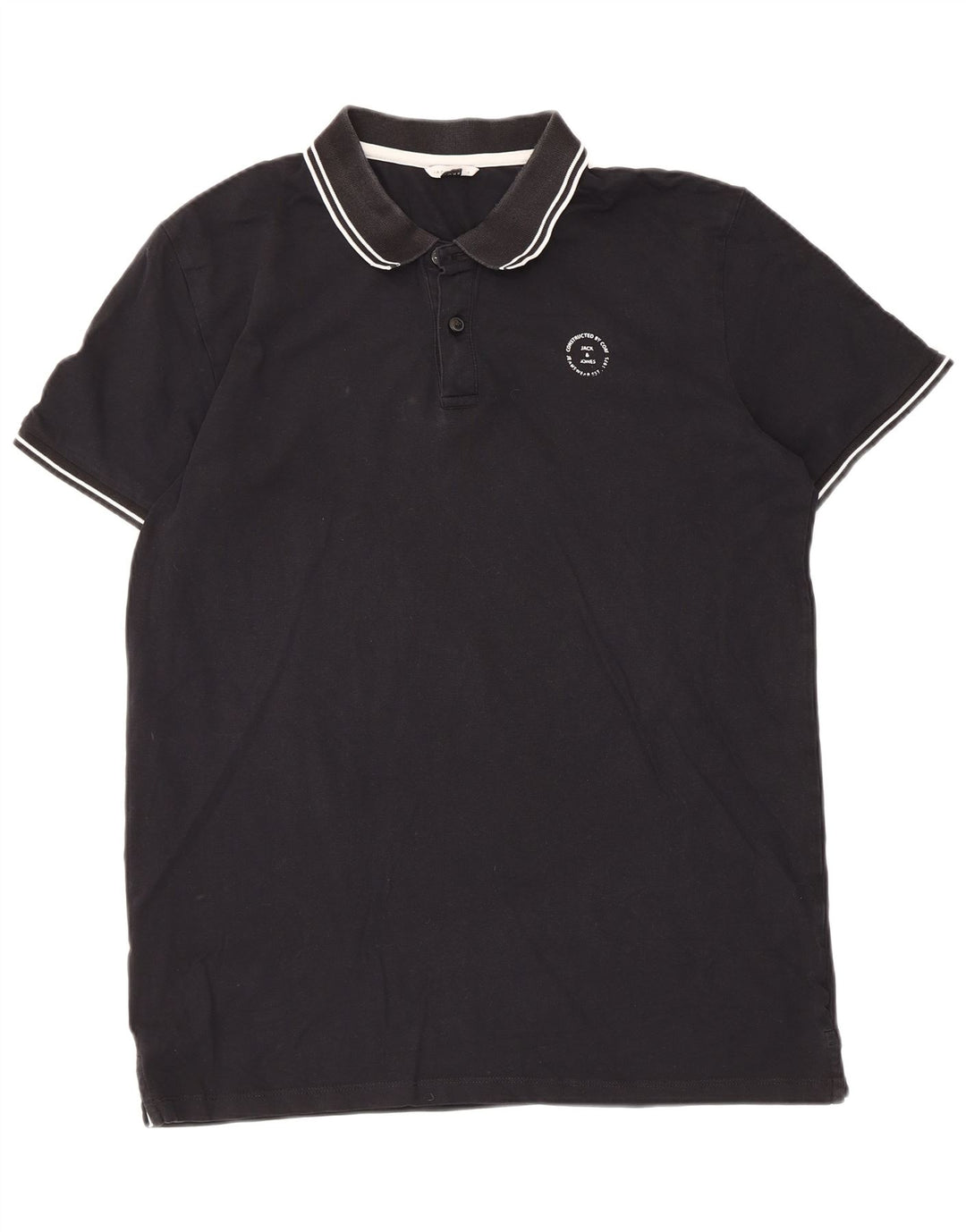 Jack & Jones Mens Polo Shirt XL Black Striped