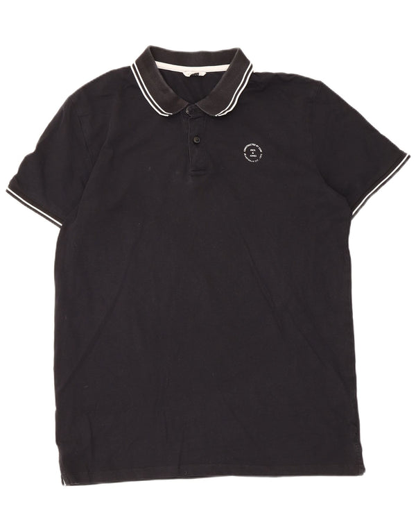 Jack & Jones Mens Polo Shirt XL Black Striped