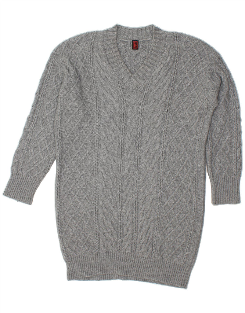 STEFANEL Womens Long Sleeve Jumper Dress UK 10 Small Grey Wool Vintage Stefanel and Second-Hand Stefanel from Messina Hembry 