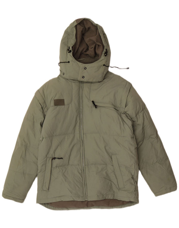 Fila Mens Hooded Padded Jacket UK 36 Small Green Polyester