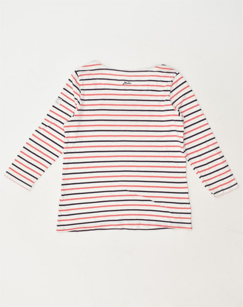 JOULES Womens Top 3/4 Sleeve UK 12 Medium White Striped Cotton | Vintage Joules | Thrift | Second-Hand Joules | Used Clothing | Messina Hembry 