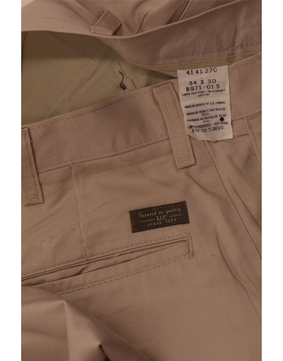 LEE Mens Pegged Chino Trousers W34 L30 Beige Cotton