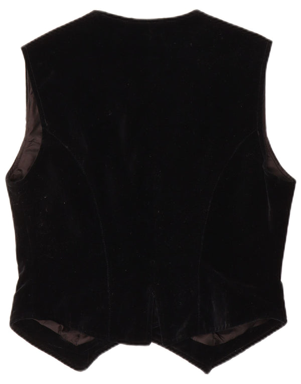 Le Group Womens Velvet Waistcoat IT 46 Large Black Floral Cotton