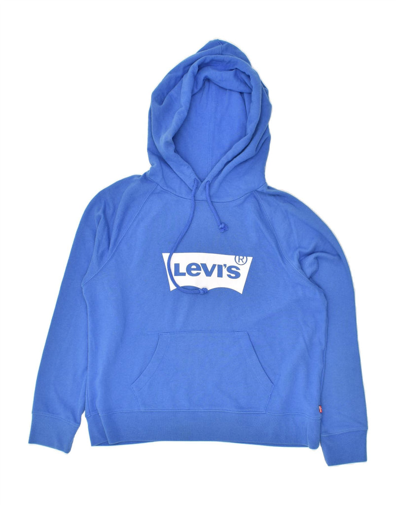 LEVI'S Womens Graphic Hoodie Jumper UK 16 Large Blue | Vintage Levi's | Thrift | Second-Hand Levi's | Used Clothing | Messina Hembry 