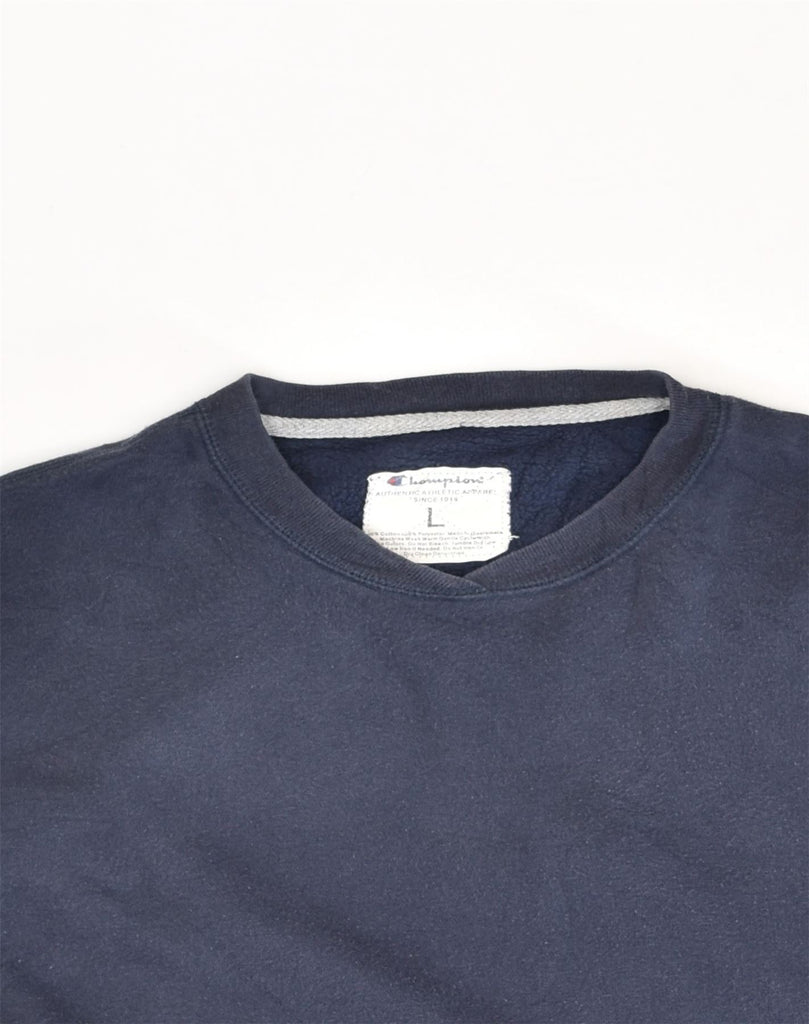 CHAMPION Mens Sweatshirt Jumper Large Navy Blue Cotton | Vintage Champion | Thrift | Second-Hand Champion | Used Clothing | Messina Hembry 