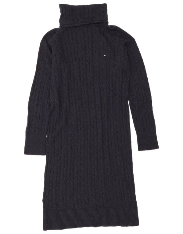 Tommy Hilfiger Womens Roll Neck Jumper Dress UK 14 Medium Navy Blue Wool