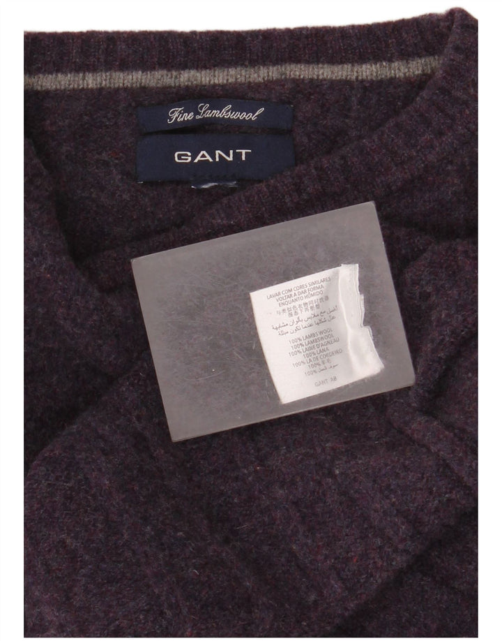 Gant Mens Crew Neck Jumper Sweater Medium Purple Lambswool