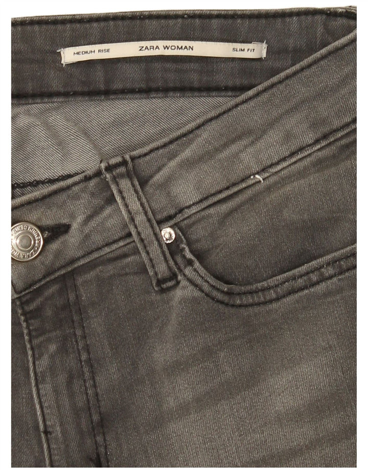 Zara Womens Medium Rise Distressed Slim Jeans EU 36 XS W26 L29 Grey