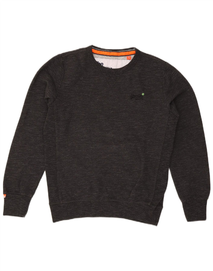 Superdry Mens Sweatshirt Jumper Medium Grey Flecked Cotton