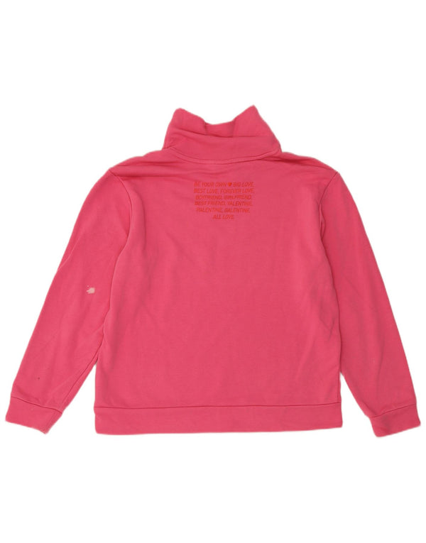 Adidas Womens Graphic Sweatshirt Jumper UK 12/14 Medium Pink Cotton