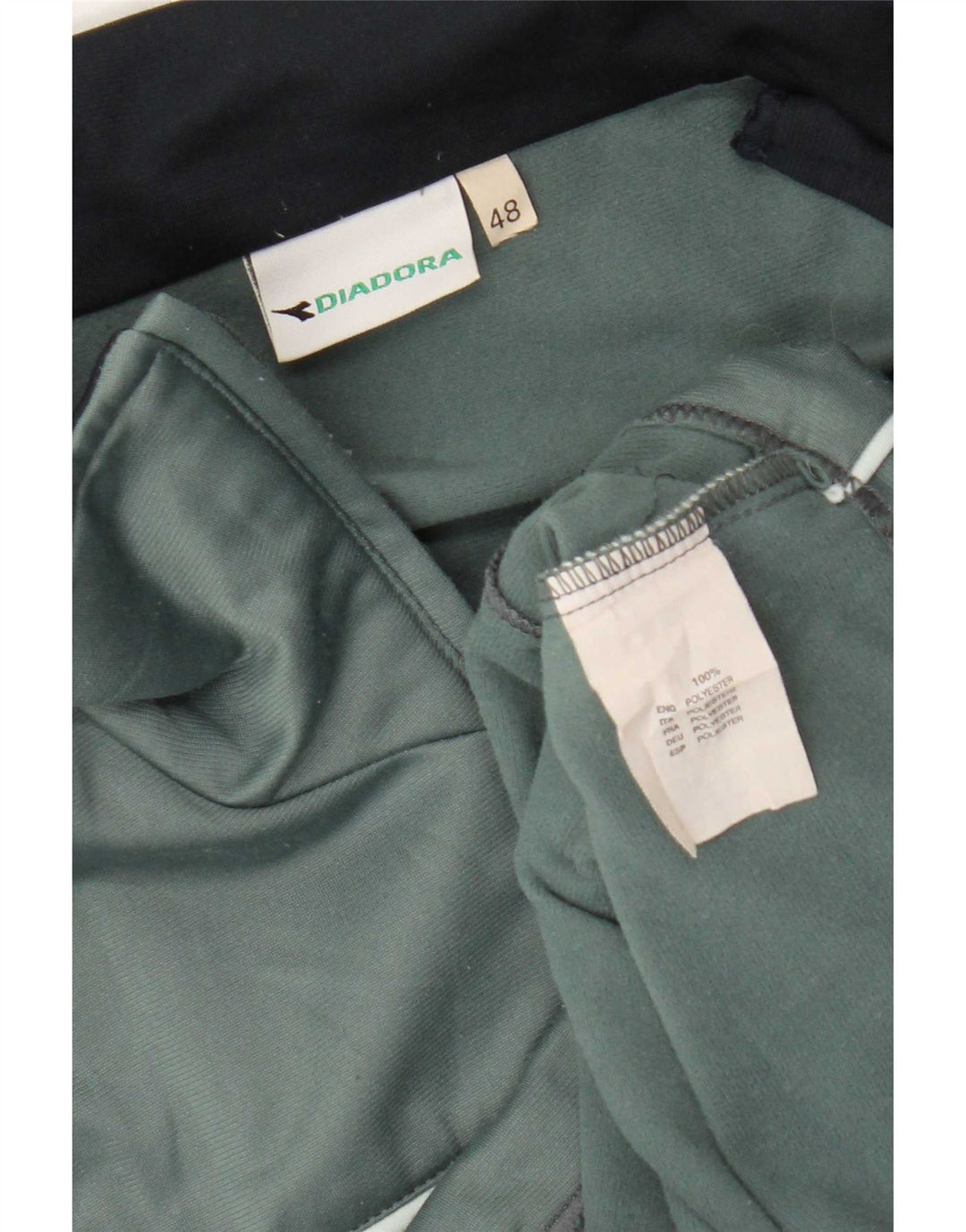 Diadora Mens Tracksuit Top Jacket IT 48 Medium Green Colourblock Polyester
