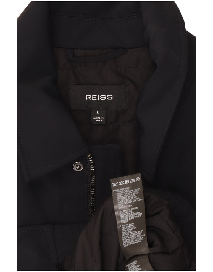 Reiss Mens Bomber Jacket UK 40 Large Black Polyester
