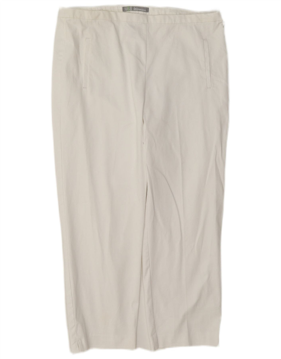 Marks & Spencer Womens Capri Trousers UK 12 Medium W30 L21 White Cotton
