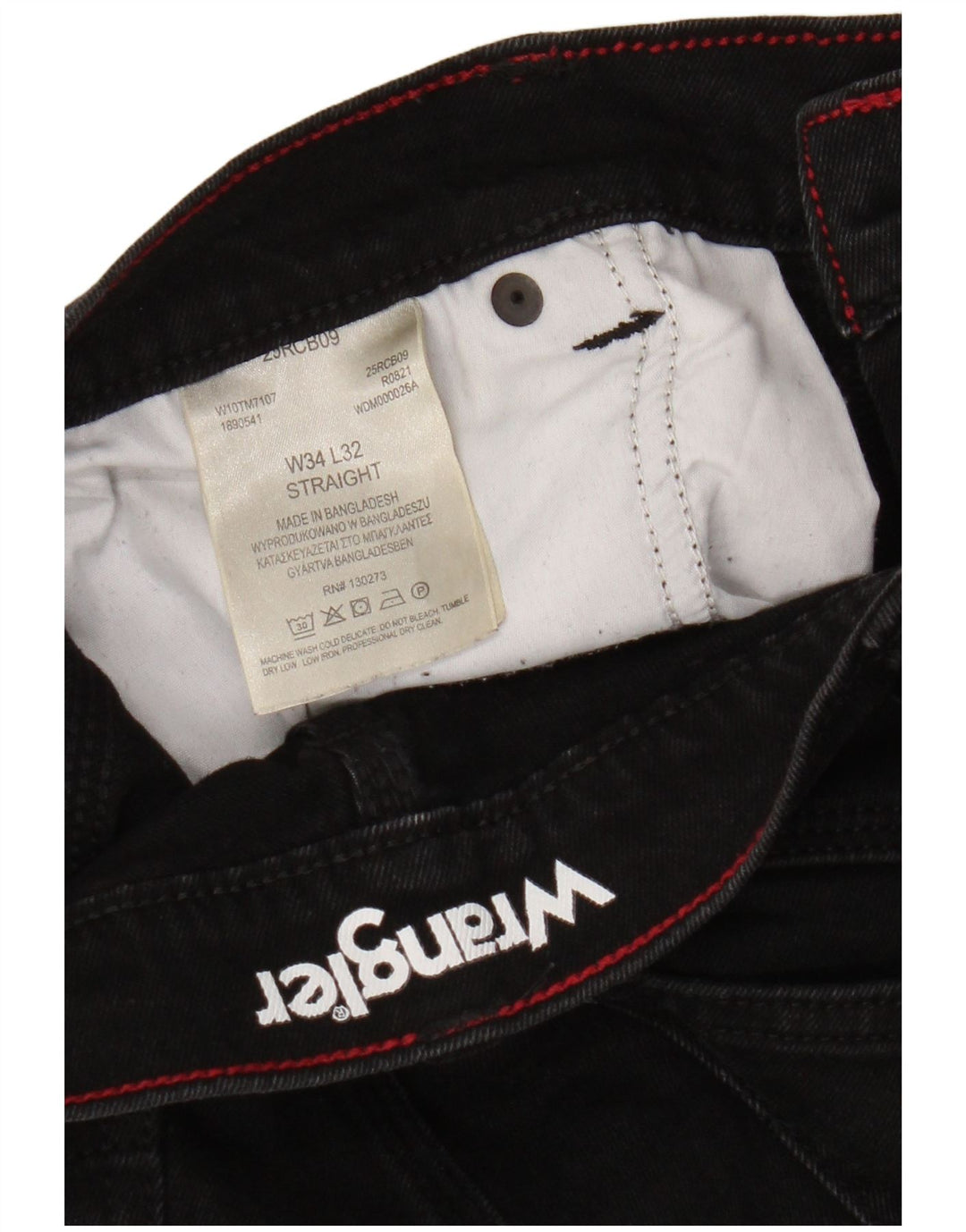 Wrangler Mens Straight Jeans W34 L29 Black Cotton