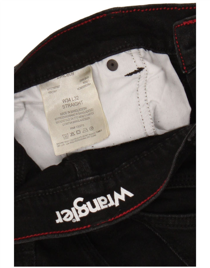 Wrangler Mens Straight Jeans W34 L29 Black Cotton