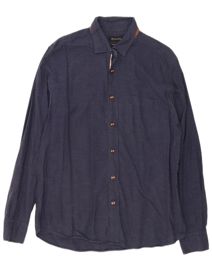 Massimo Dutti Mens Shirt Large Navy Blue