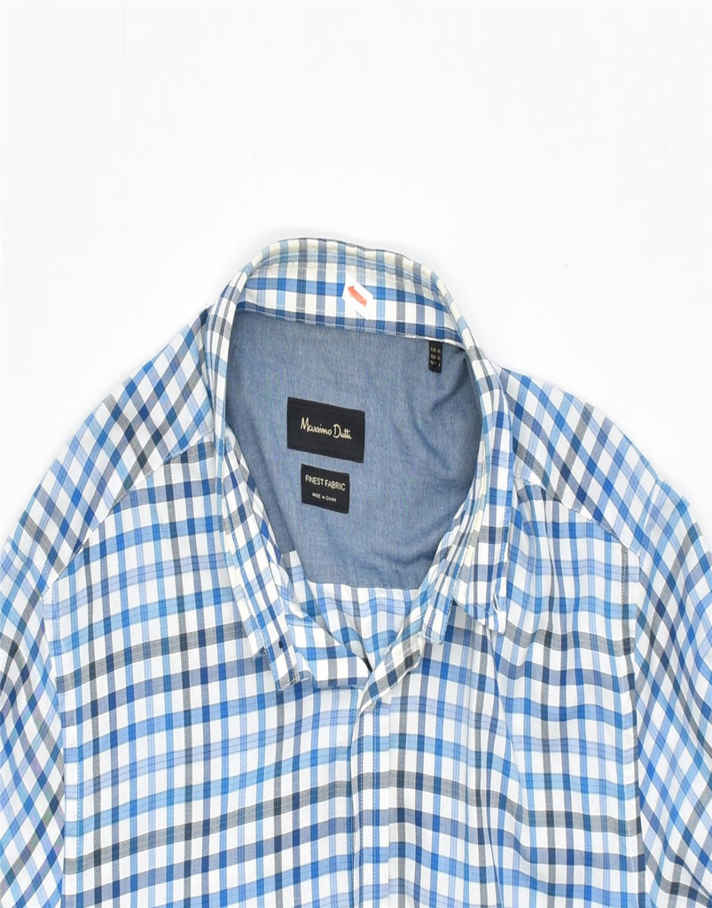 MASSIMO DUTTI Mens Shirt XL Blue Check Cotton | Vintage | Thrift | Second-Hand | Used Clothing | Messina Hembry 