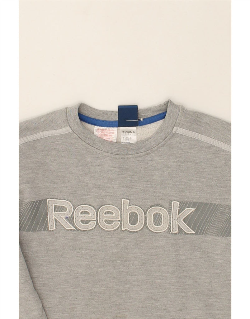 REEBOK Boys Graphic Sweatshirt Jumper 11-12 Years Grey Cotton | Vintage Reebok | Thrift | Second-Hand Reebok | Used Clothing | Messina Hembry 