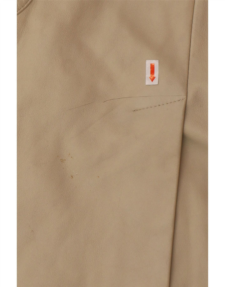 OLLY & CO Womens Leather Coat UK 10 Small  Beige Leather