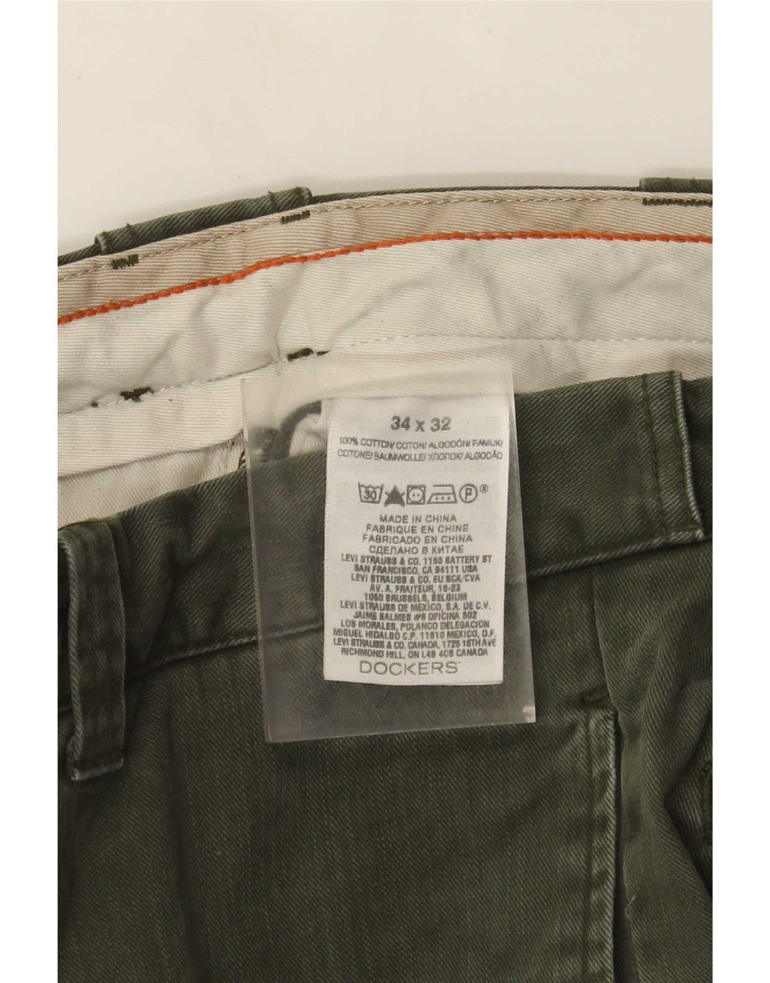 Dockers Mens Straight Jeans W34 L32 Khaki Cotton