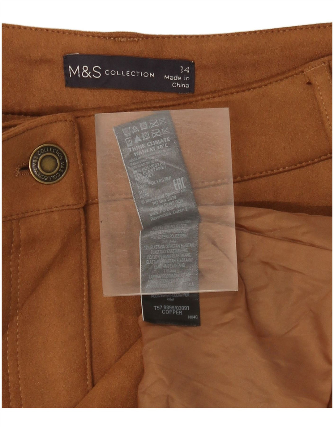 Marks & Spencer Womens Mini Skirt UK 14 Large W34 Beige Polyester