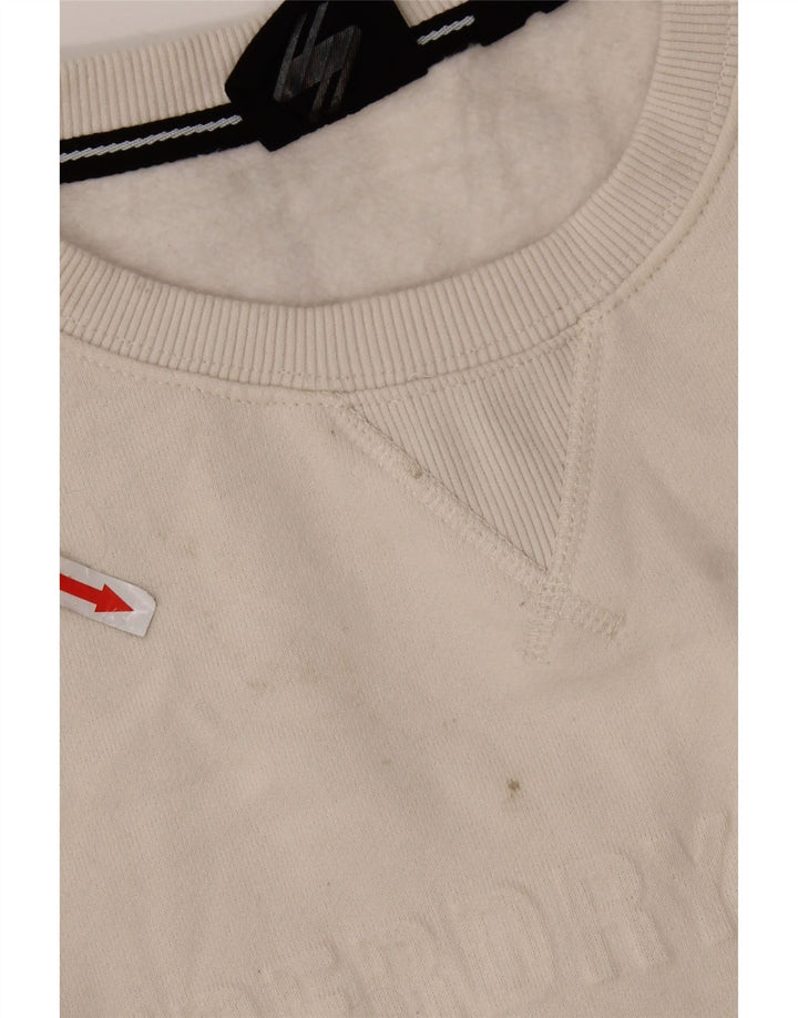 Superdry Mens Graphic Sweatshirt Jumper Medium Off White Cotton