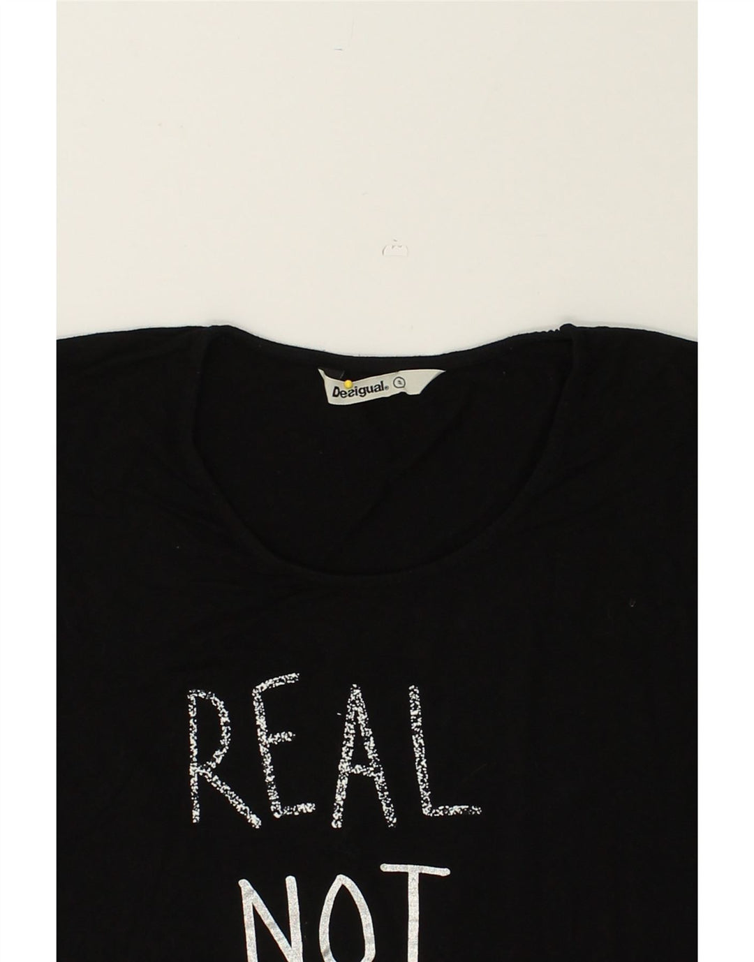 DESIGUAL Womens Graphic T-Shirt Top UK 10 Small Black