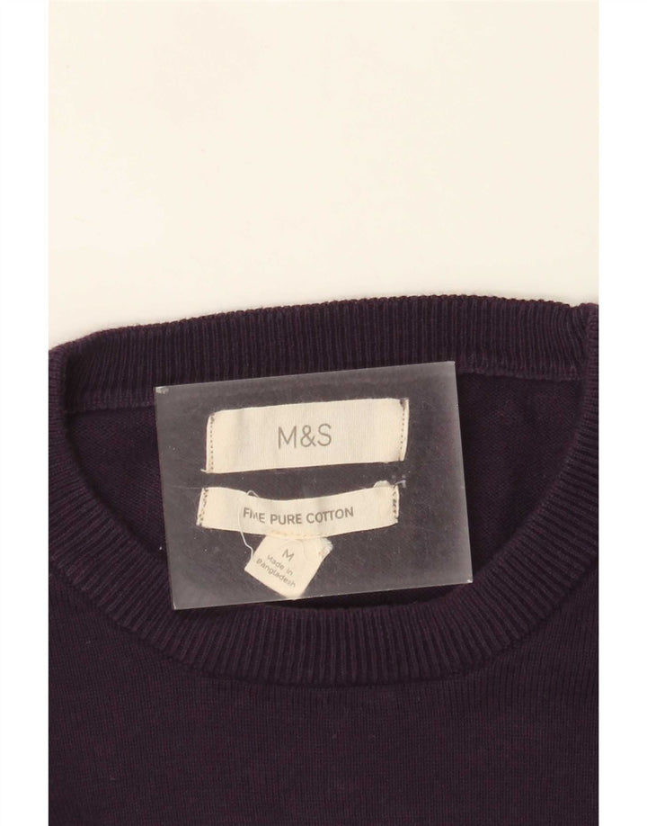 Marks & Spencer Womens Crew Neck Jumper Sweater UK 14 Medium Purple Cotton