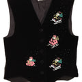 PITTI Womens Graphic Waistcoat EU 40 Medium Black Linen