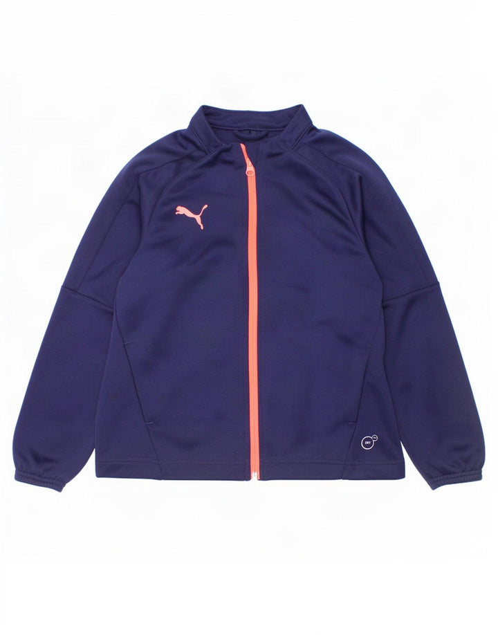 Puma Girls Tracksuit Top Jacket 7-8 Years Navy Blue Polyester