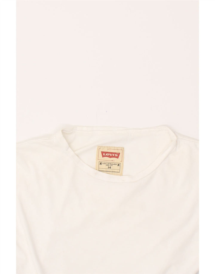 LEVI'S Boys Graphic T-Shirt Top 15-16 Years White Cotton Vintage Levi's and Second-Hand Levi's from Messina Hembry 