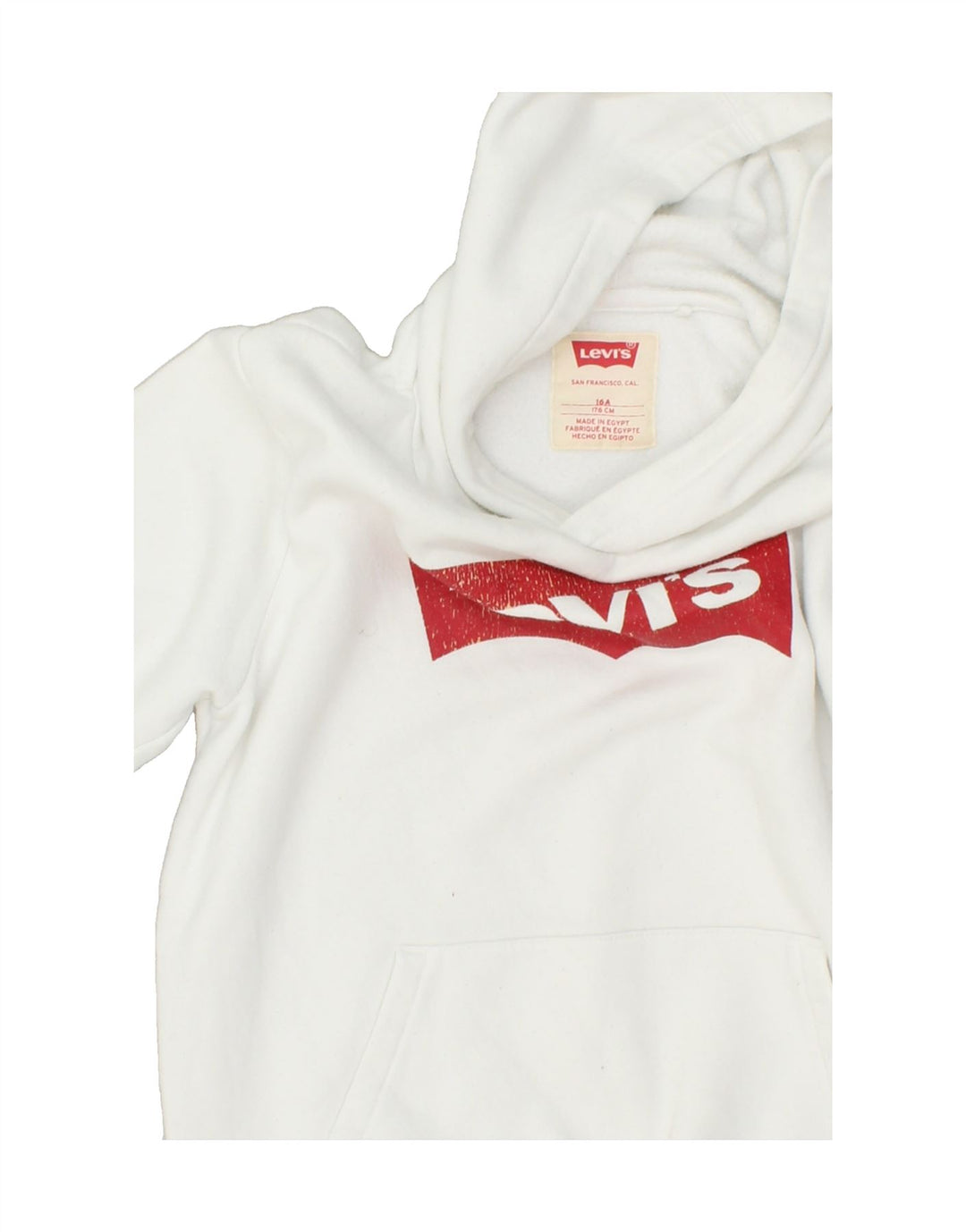 LEVI'S Boys Graphic Hoodie Jumper 15-16 Years White Cotton | Vintage Levi's | Thrift | Second-Hand Levi's | Used Clothing | Messina Hembry 
