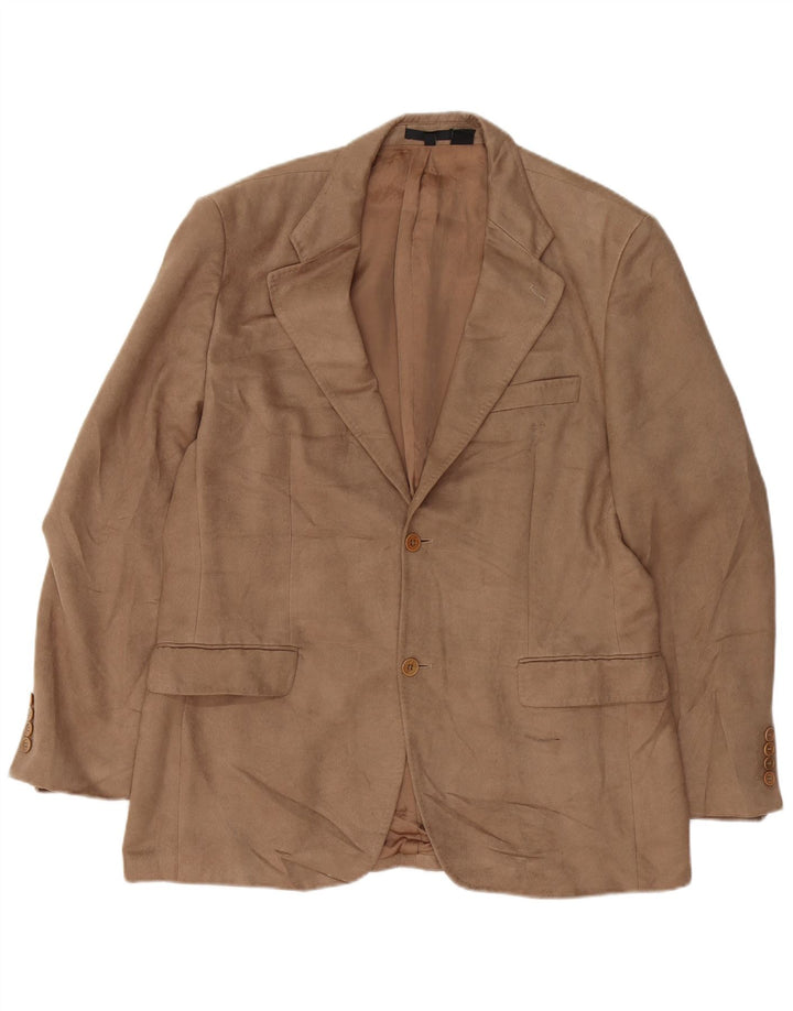Zara Mens 2 Button Blazer Jacket EU 54 XL Beige Polyester