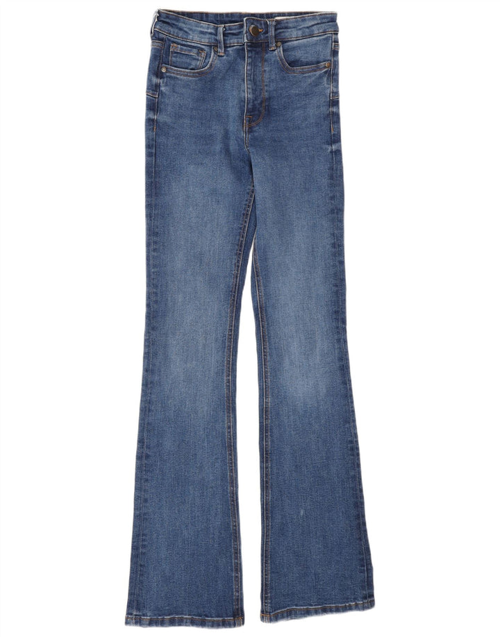 Zara Womens Flared Jeans EU 34 2XS W24 L32 Blue Cotton