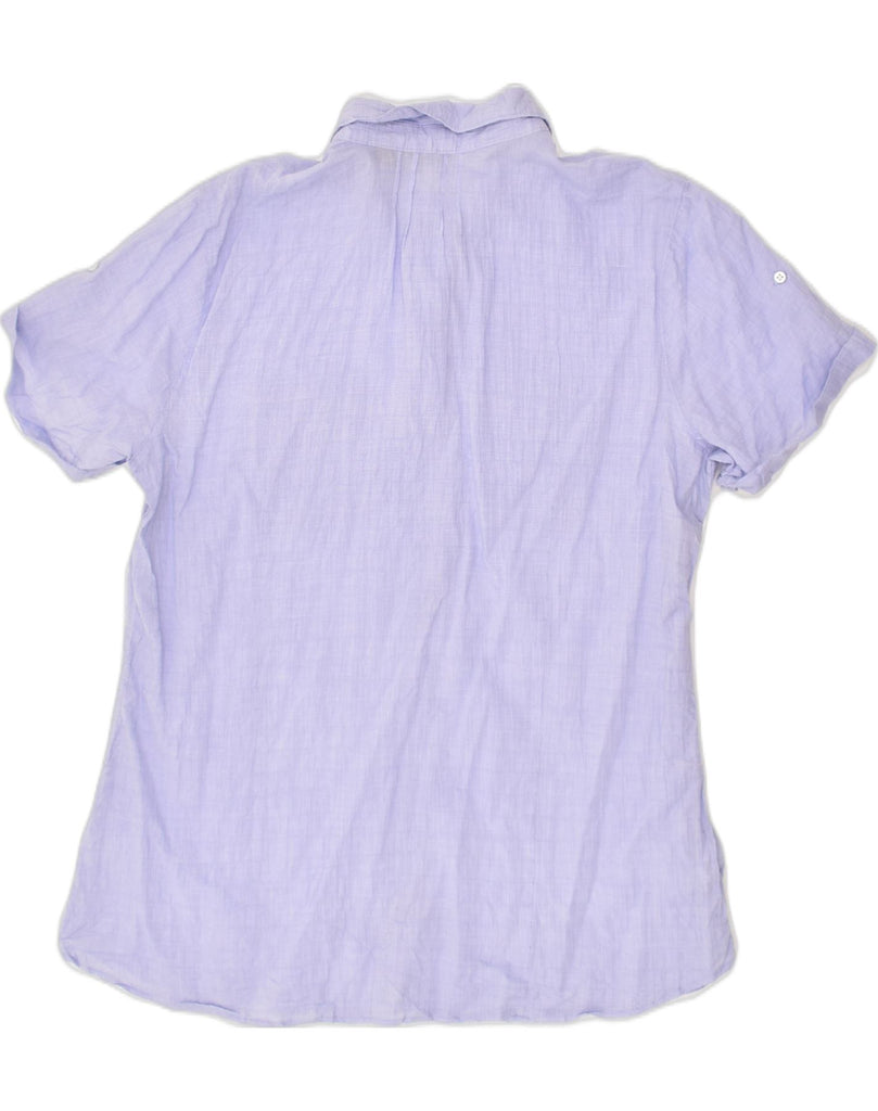 EDDIE BAUER Womens Short Sleeve Shirt UK 18 XL Purple Cotton | Vintage Eddie Bauer | Thrift | Second-Hand Eddie Bauer | Used Clothing | Messina Hembry 