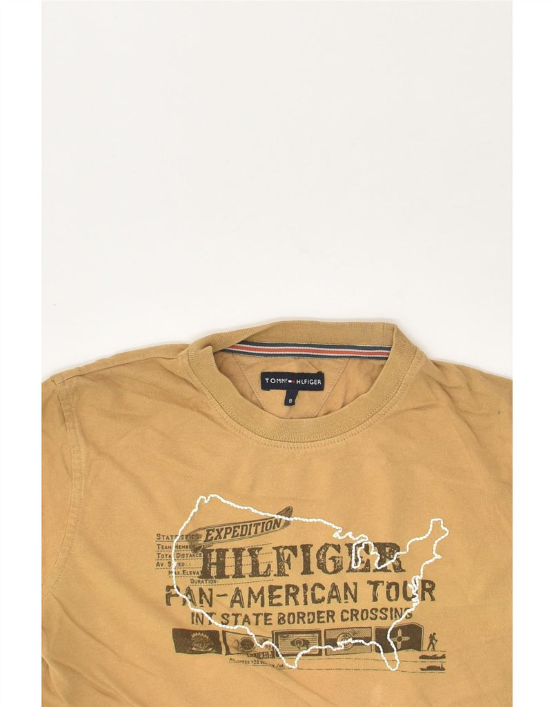 TOMMY HILFIGER Boys Graphic T-Shirt Top 7-8 Years Brown Cotton | Vintage Tommy Hilfiger | Thrift | Second-Hand Tommy Hilfiger | Used Clothing | Messina Hembry 