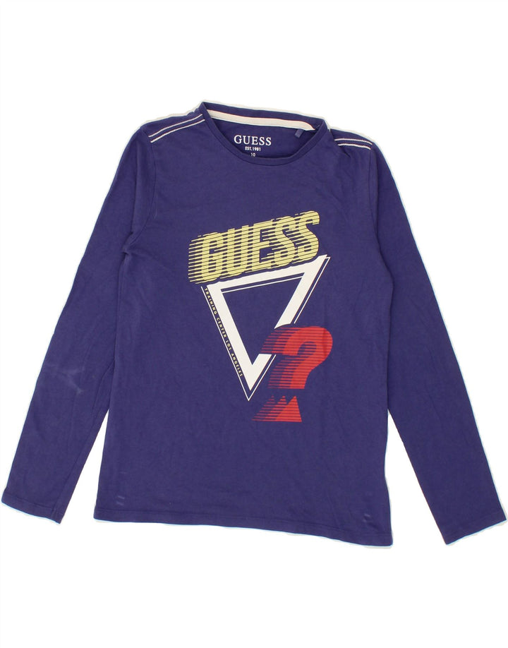 GUESS Boys Graphic Top Long Sleeve 9-10 Years Purple Cotton Vintage Guess and Second-Hand Guess from Messina Hembry 