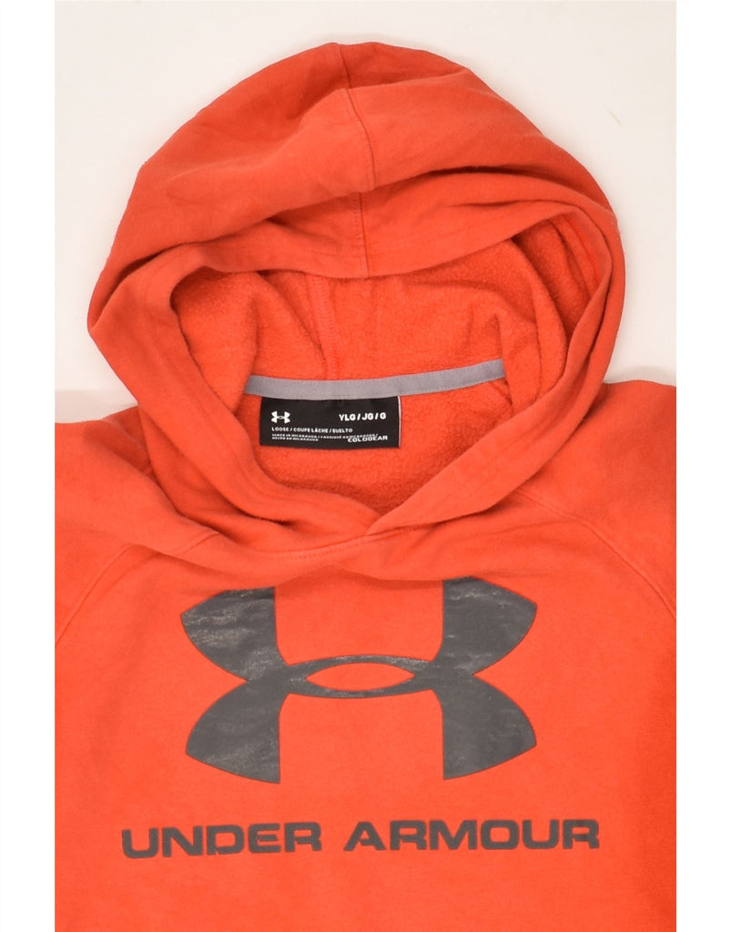 UNDER ARMOUR Boys Cold Gear Graphic Hoodie Jumper 11-12 Years Large Orange | Vintage Under Armour | Thrift | Second-Hand Under Armour | Used Clothing | Messina Hembry 