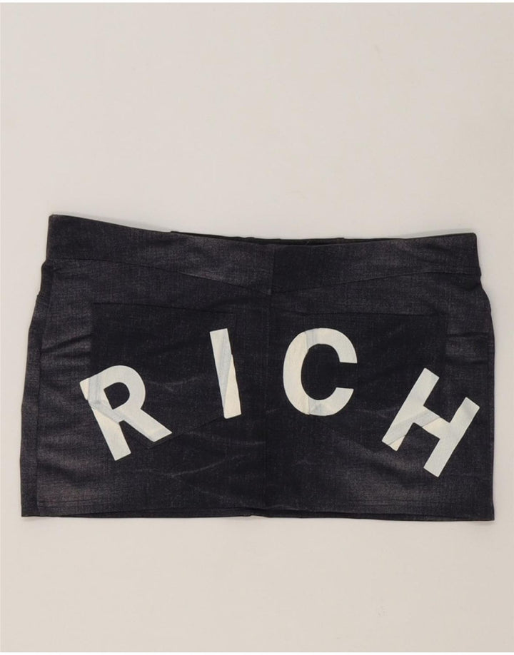 RICHMOND Womens Graphic Mini Skirt EU 40 Medium W34  Navy Blue Polyester Vintage Richmond and Second-Hand Richmond from Messina Hembry 