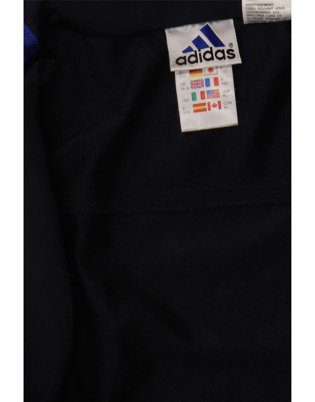 Adidas Boys Tracksuit Top Jacket 15-16 Years Navy Blue Colourblock