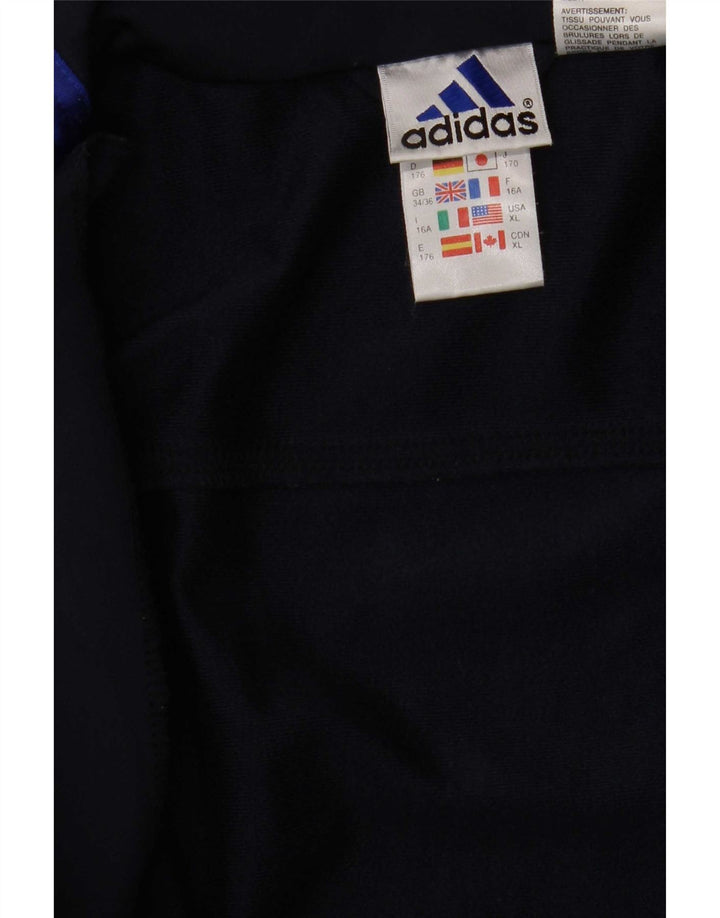 Adidas Boys Tracksuit Top Jacket 15-16 Years Navy Blue Colourblock
