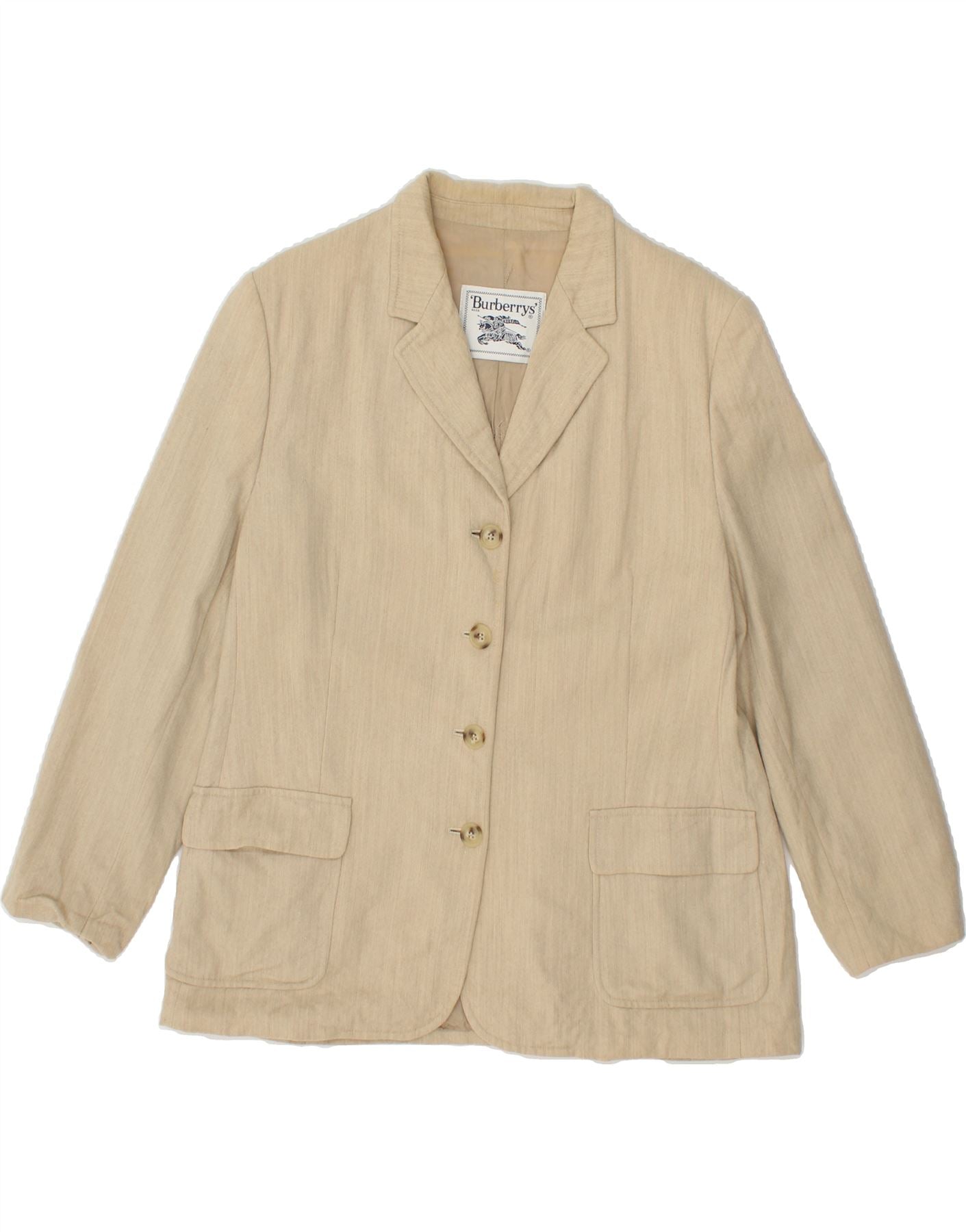 BURBERRYS Womens Button Blazer Jacket UK 16 Large Beige New Wool
