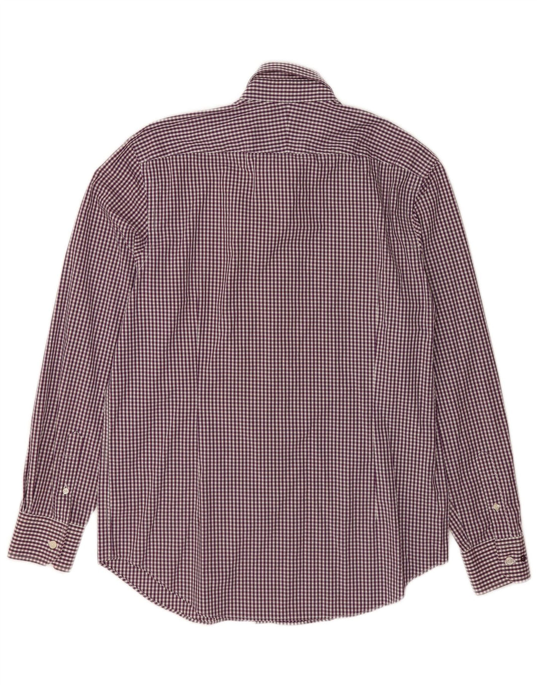 Jeff Banks Mens Shirt Size 41 16 Large Purple Gingham Cotton