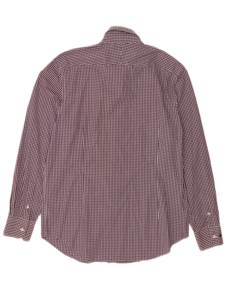 Jeff Banks Mens Shirt Size 41 16 Large Purple Gingham Cotton