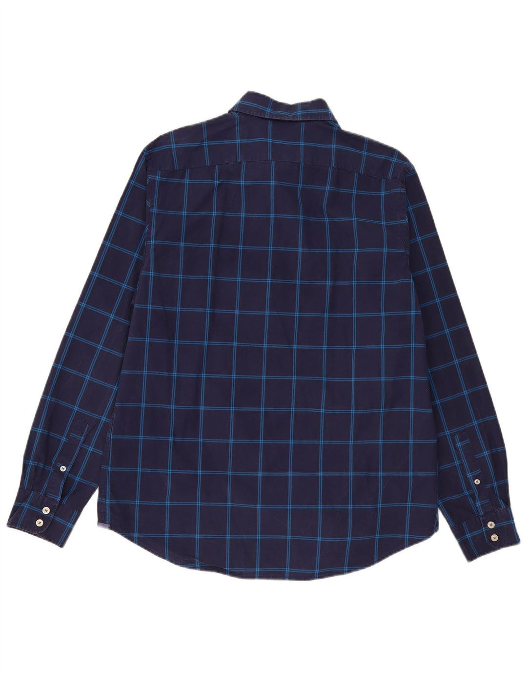 Boden Mens Shirt Large Navy Blue Check Cotton
