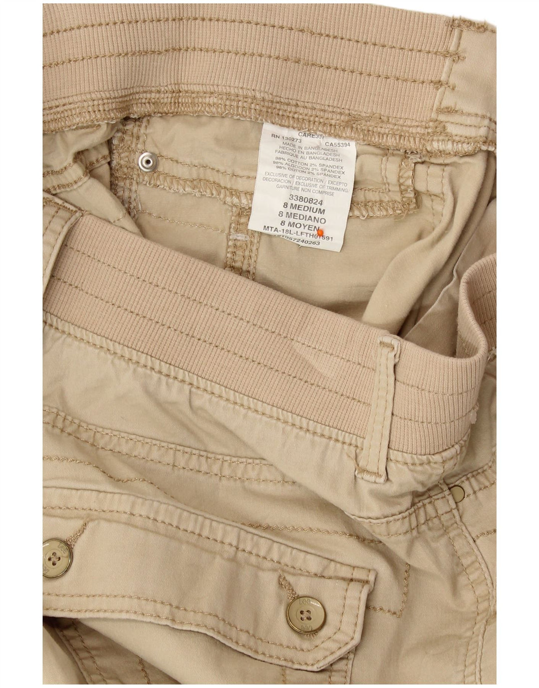 LEE Womens Straight Cargo Capri Trousers US 8 Medium W30 L18 Beige Cotton