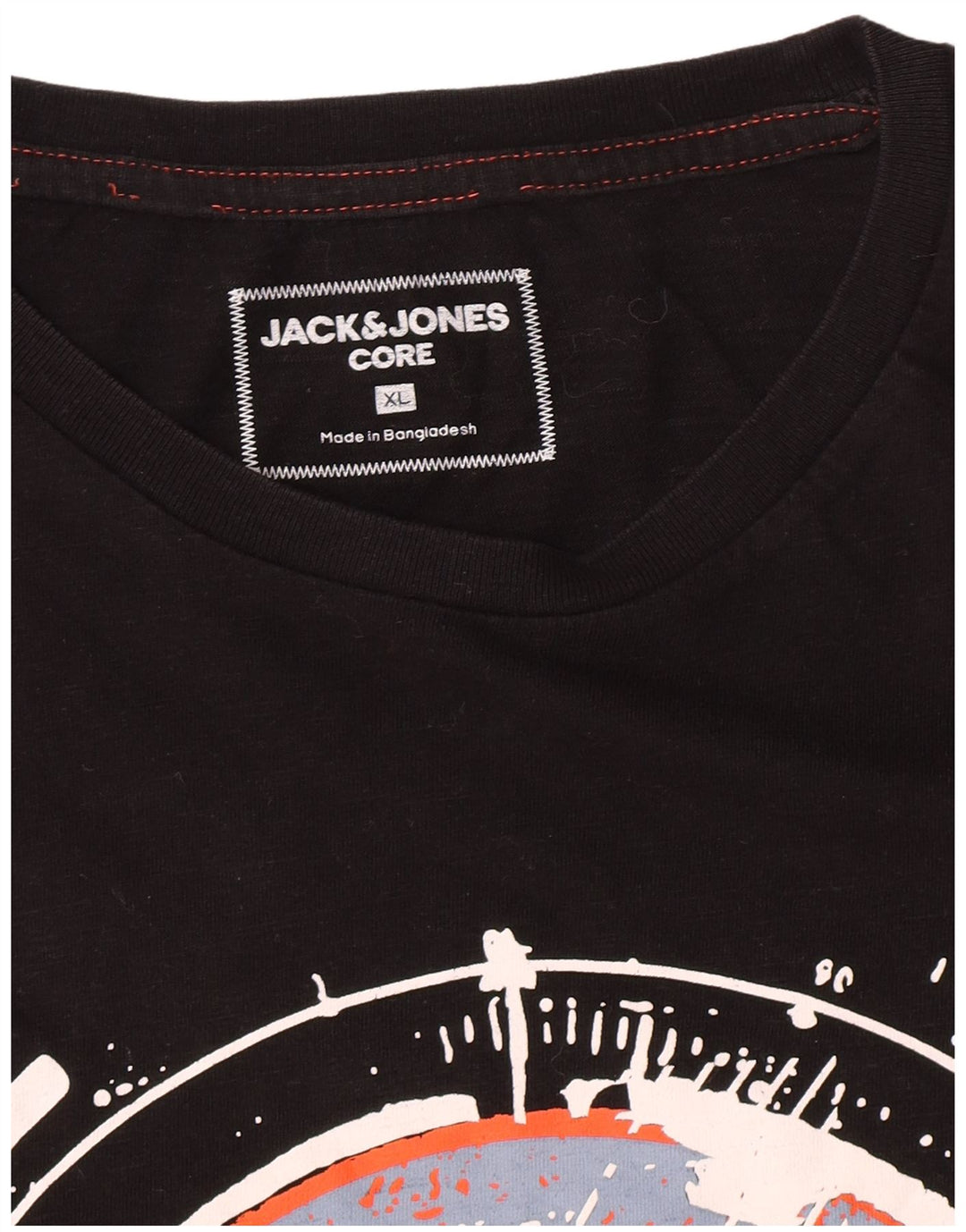 Jack & Jones Mens Graphic T-Shirt Top XL Black