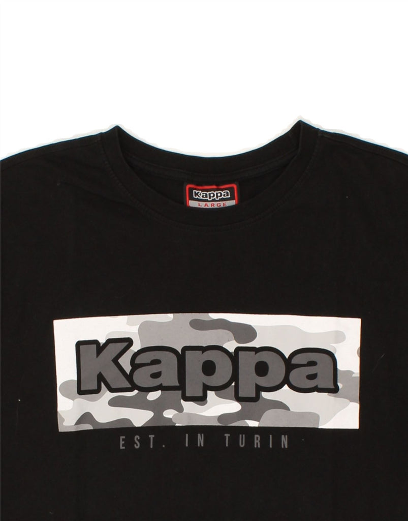 KAPPA Mens Graphic T-Shirt Top Large Black Cotton | Vintage Kappa | Thrift | Second-Hand Kappa | Used Clothing | Messina Hembry 