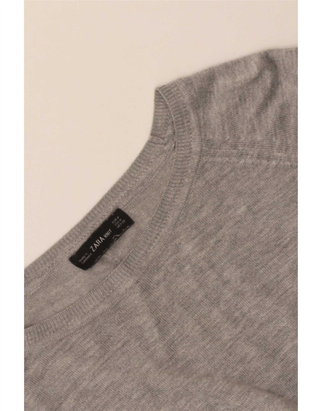 Zara Womens Crop Boat Neck Jumper Sweater UK 14 Medium Grey